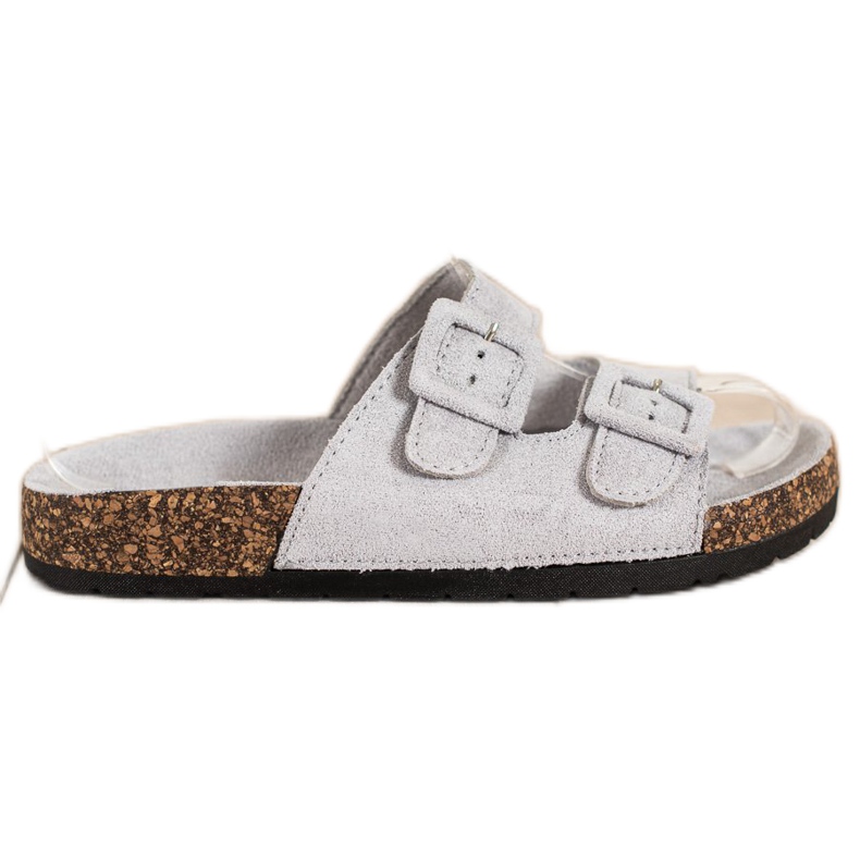 SHELOVET Udobne papuče s kopčama siva