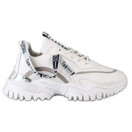Ideal Shoes Modne tenisice u bež boji