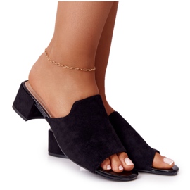 Papuče od antilopa na peti Sergio Leone KL313 Crna