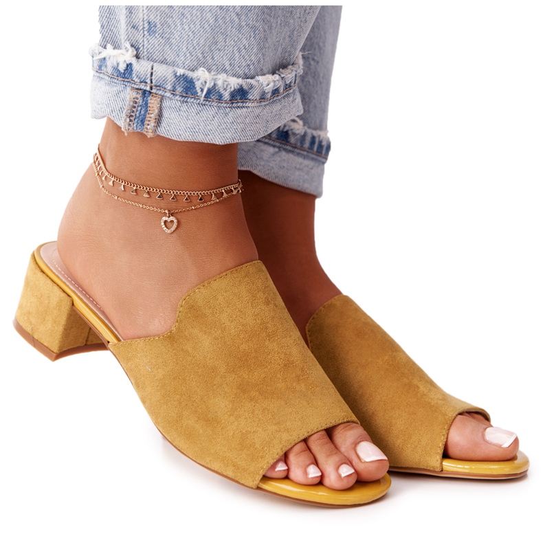 Papuče od antilopa na peti Sergio Leone KL313 Žuta žuta boja