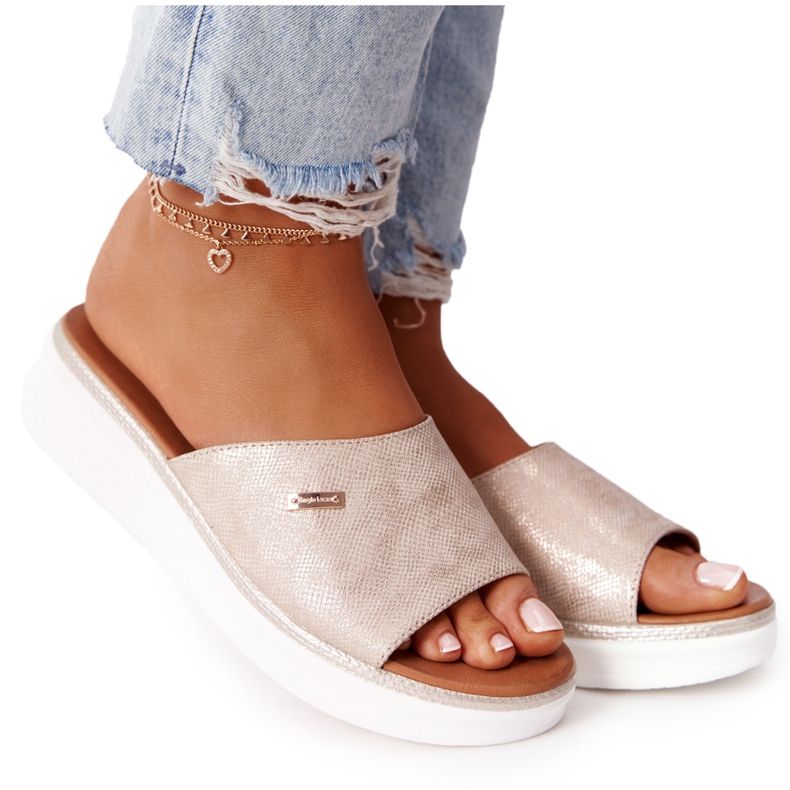 Sandale na klin Sergio Leone SK042 zlatne zlatna