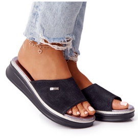 Crne papuče na klin Sergio Leone SK042 crna