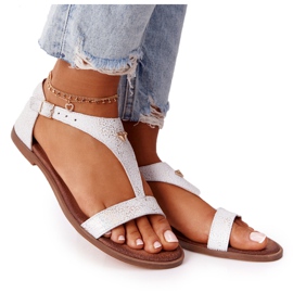 Ženske kožne sandale Nicole 2648 bijela metalik višebojan