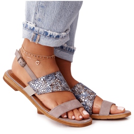 Kožne sandale Maciejka 05167-10 Tamno bež višebojan