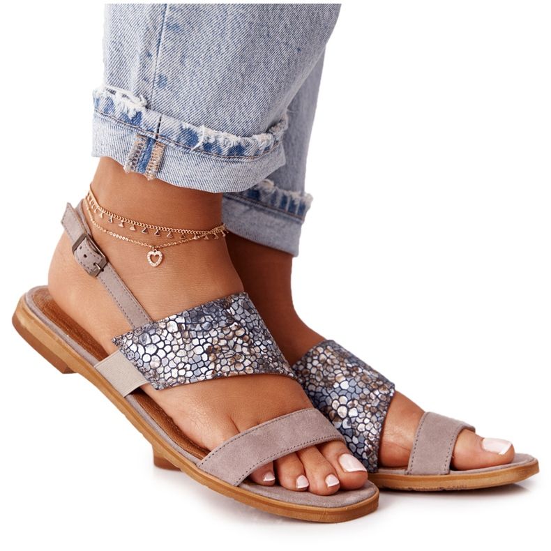 Kožne sandale Maciejka 05167-10 Tamno bež raznobojna