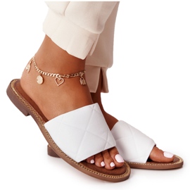 Kožne papuče s prošivenim Nicole 2650 bijele bijela