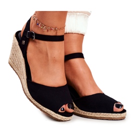 Ženske sandale na pletenom klinu Big Star crna DD274A209