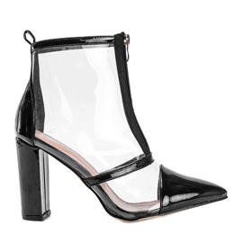 Čizme na stupu s prozirnim Kiki gornjim dijelom crna