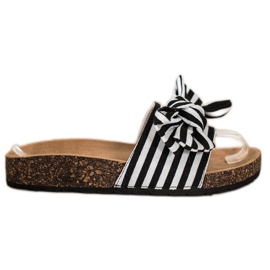 SHELOVET Modne prugaste papuče bijela crna