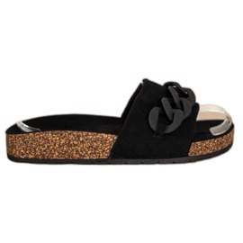 SHELOVET Modne papuče s ukrasom crna