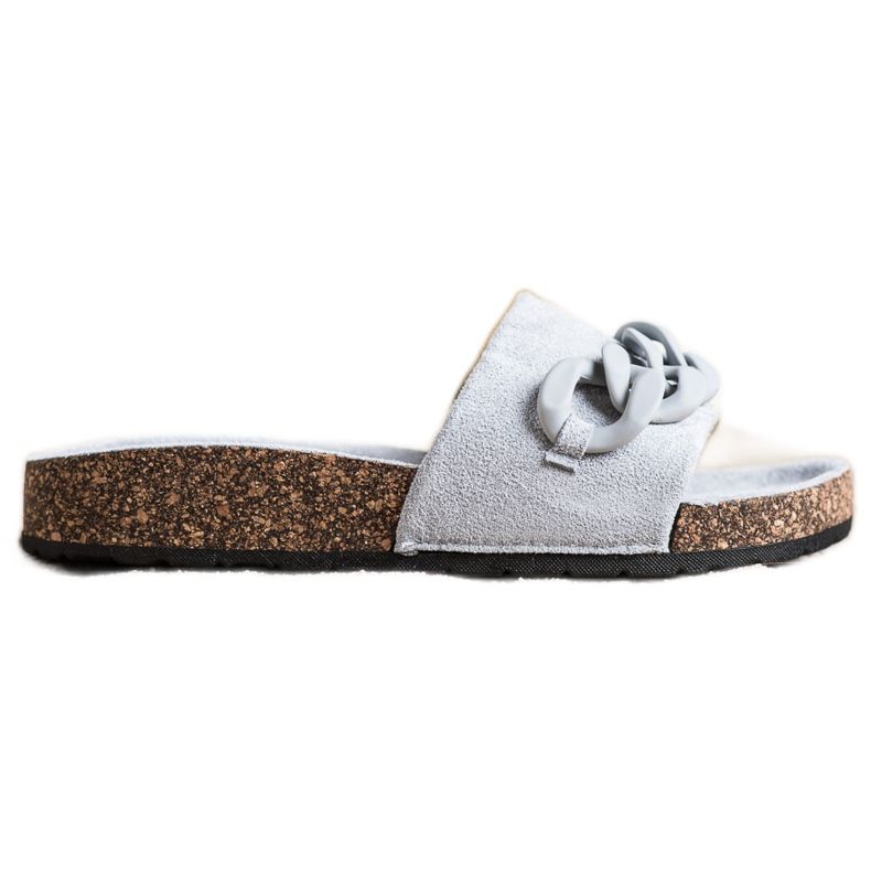 SHELOVET Modne papuče s ukrasom siva