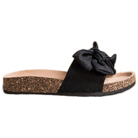 SHELOVET Papuče s mašnom crna