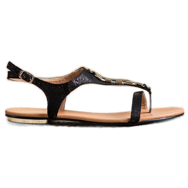 Sandale sa zlatnim VINCEZA ukrasima crno
