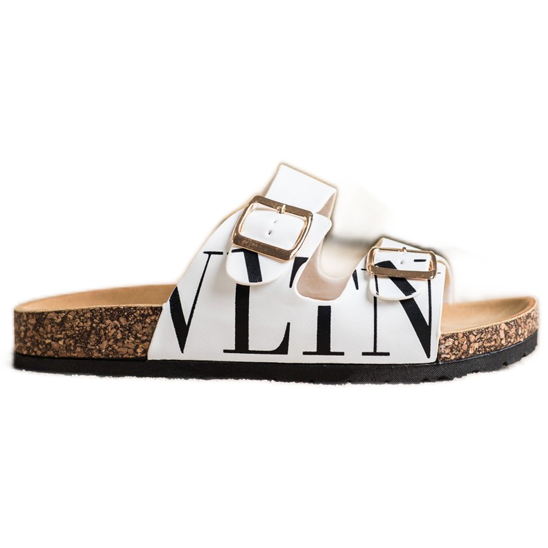 SHELOVET Udobne papuče od eko kože bijela