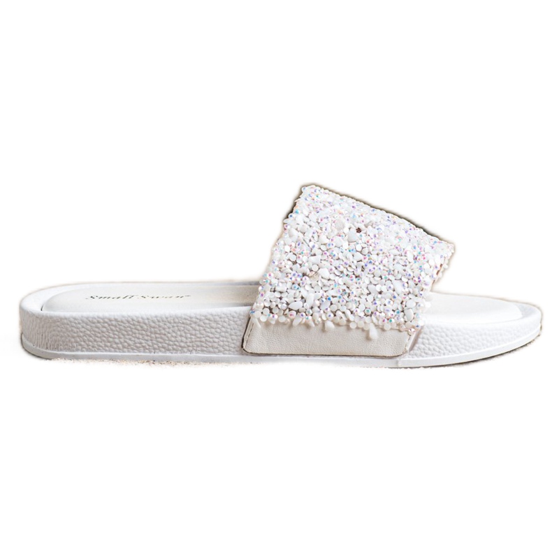 Small Swan Bijele papuče s kristalima bijela