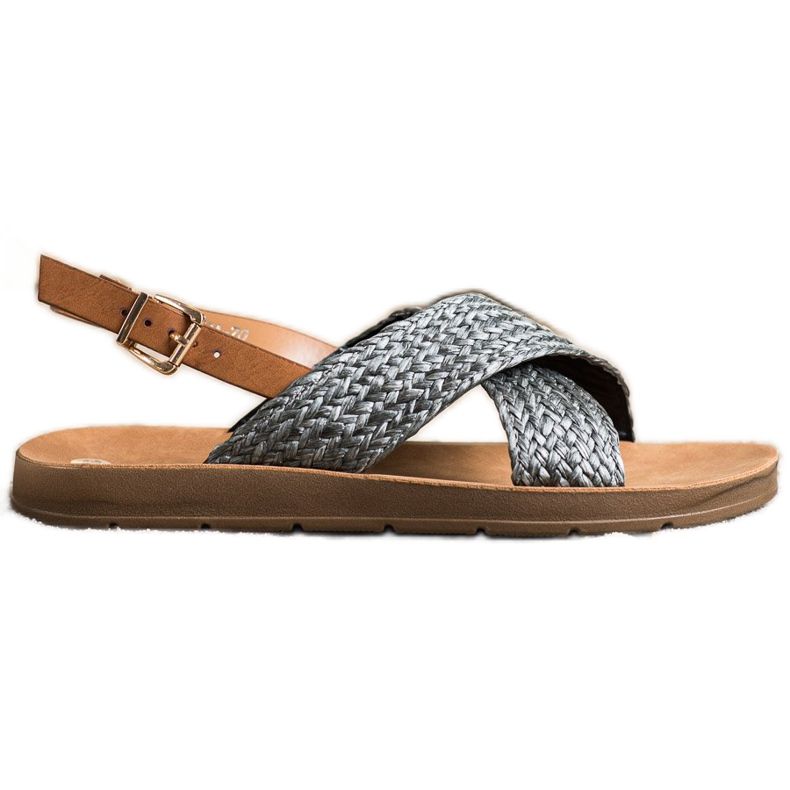 SHELOVET Udobne pletene sandale crno