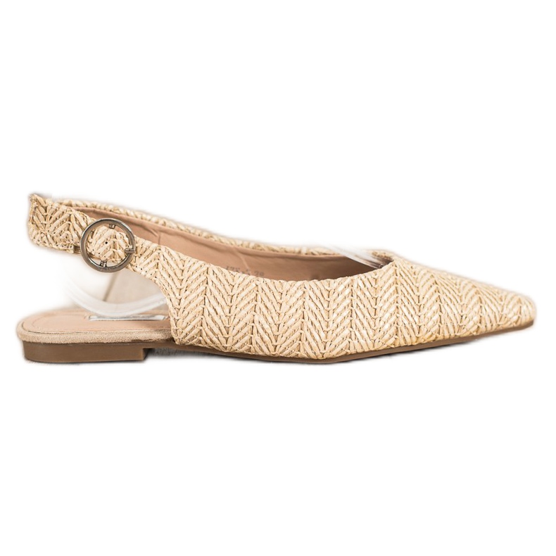 SHELOVET Pumpe za slamu s otvorenom petom bež