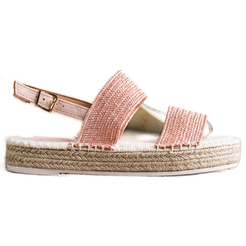 SHELOVET Sandale sa pletenicama na platformi ružičasta