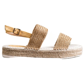 SHELOVET Sandale sa pletenicama na platformi zlatna