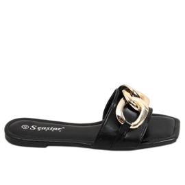 Četvrtaste papuče s lancem crne CK206P Crne crna