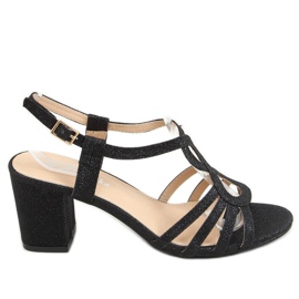 Crne sandale na visoku petu A3083 Crna