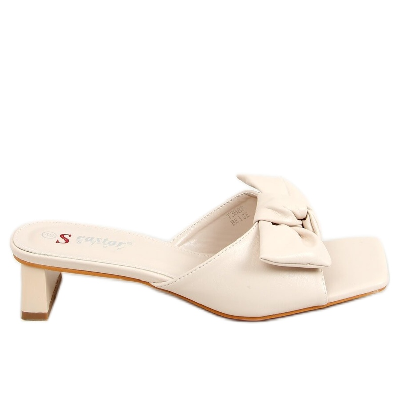 Papuče na dizajnerskoj bež peti T388P Bež