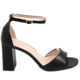 Sandale s četvrtastim potpeticama, crne TU173P-PU Crna Pu crno