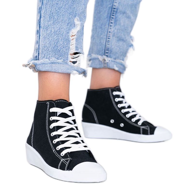 Crne tenisice do gležnja na klinu Marine crno