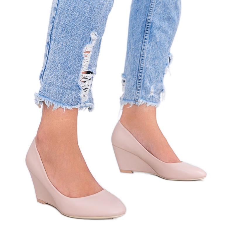 Klinaste pumpe Caffe ružičasta