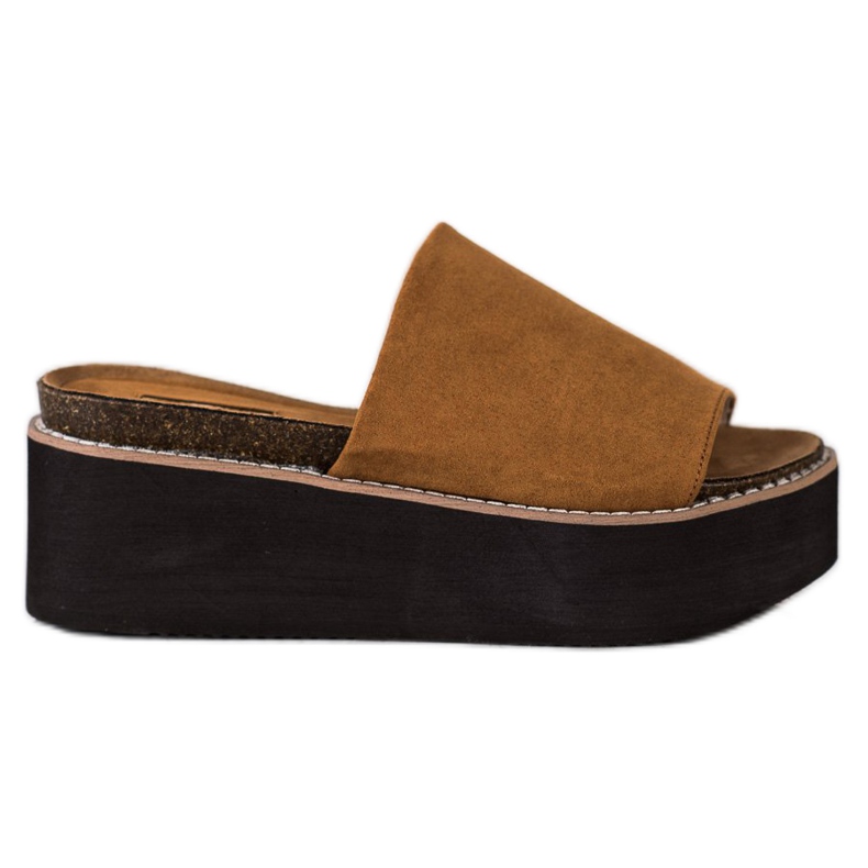 Corina Papuče na visokoj platformi smeđa