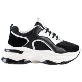 Tenisice na platformi FASHION crna srebro