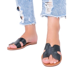 Crne papuče s uzorkom krokodilske kože od feniksa crna