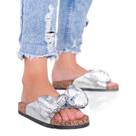 BM Srebrne papuče s mašnom Norris srebro