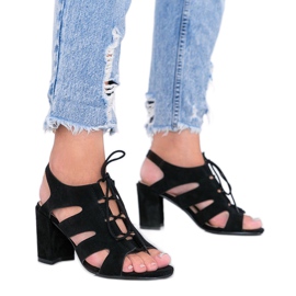 Crne sandale na vezanje na stupu Isabella crna