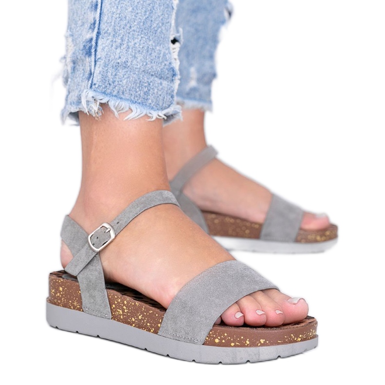 Sive sandale s uloškom Preatty Pea siva