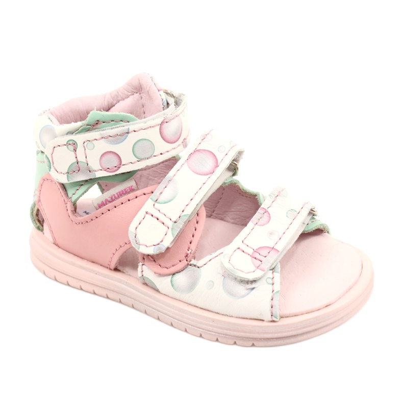 Visoko profilaktičke sandale Mazurek 1291 bijela ružičasta zelena