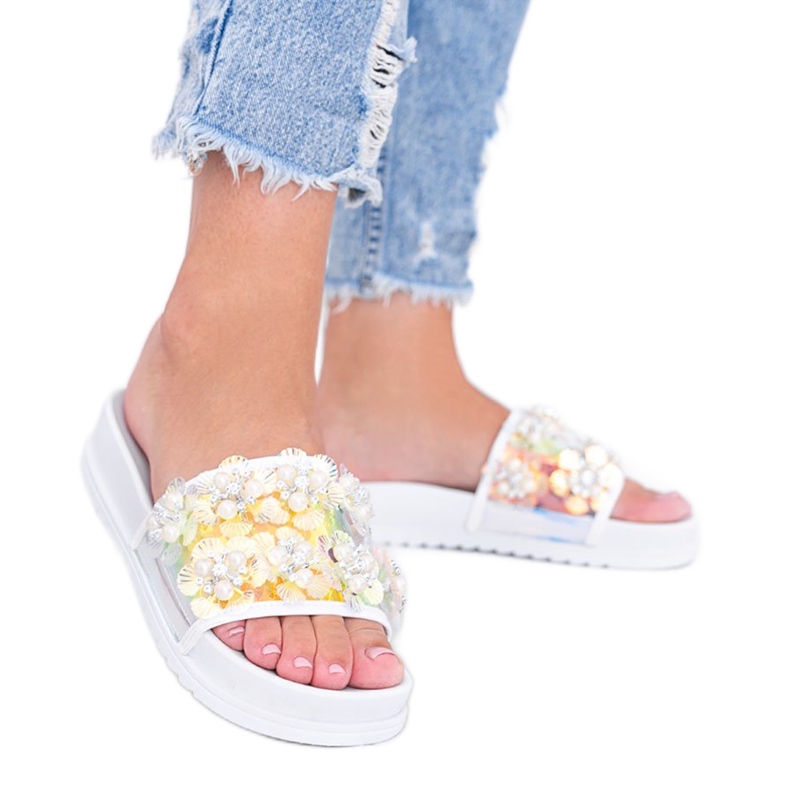 Romske bijele holografske papuče bijela