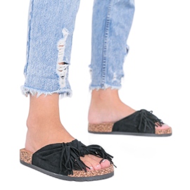Crne sandale na potplatu Crys od pluta crna