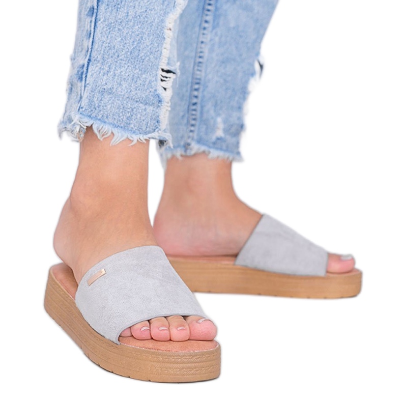 Sive papuče na platformi siva