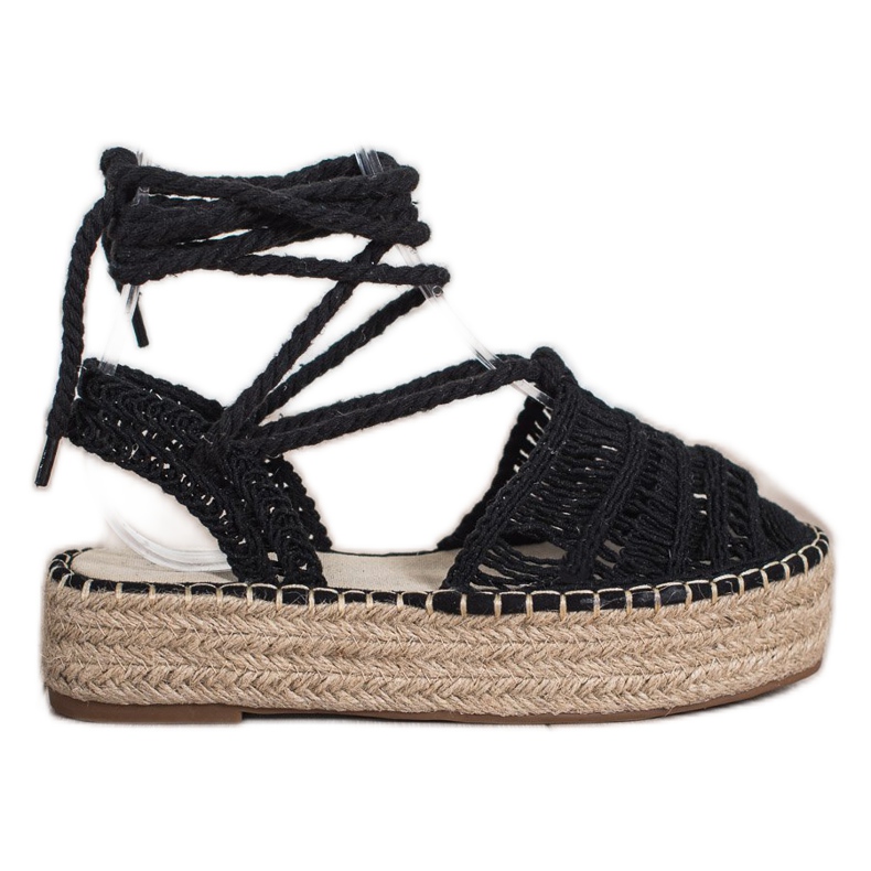 Small Swan Vezane sandale Espadrilles crno