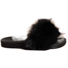Evento Papuče s krznom crna