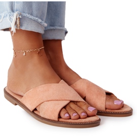 Ženske papuče od velura Edesa od breskve narančasta