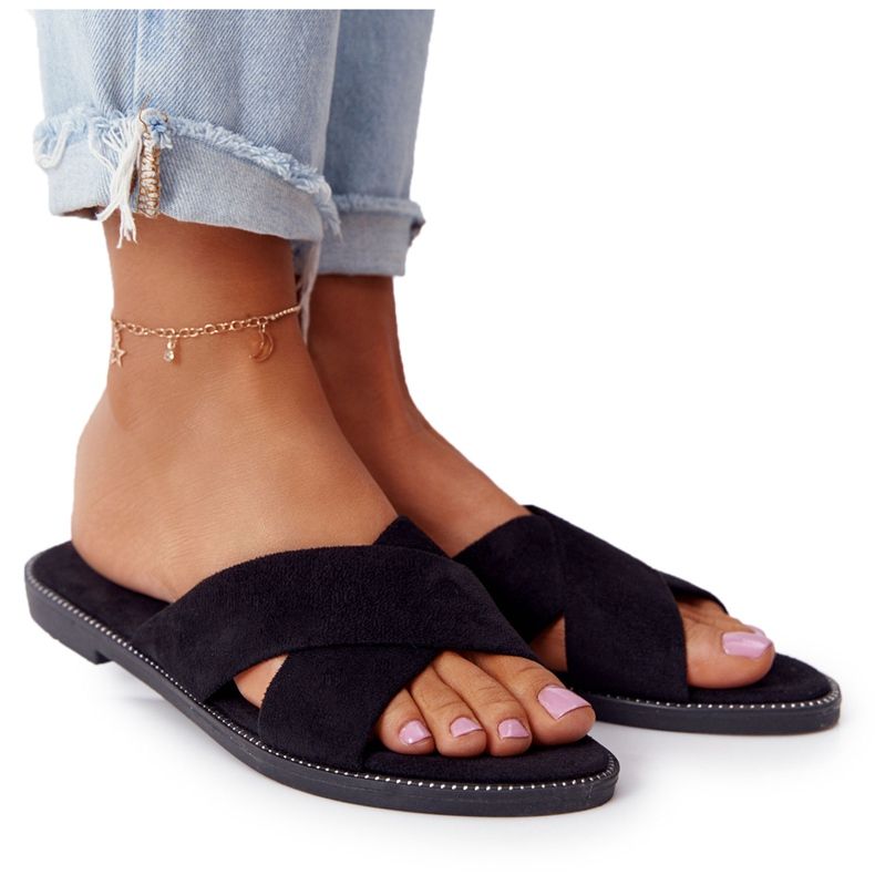 Ženske velur crne papuče Edesa crno