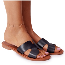 Ženske crne kožne papuče Seres crna