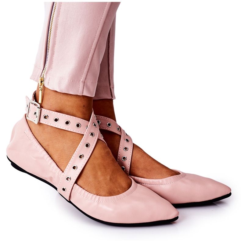 Sklopive kožne balerinke Lu Boo Pink ružičasta
