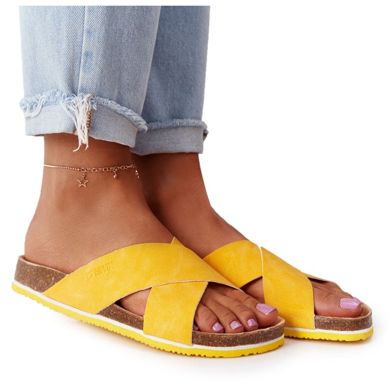 Kožne profilne papuče Big Star HH274596 Žuta žuta boja