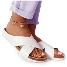 Kožne profilirane papuče Big Star HH274647 Bijela