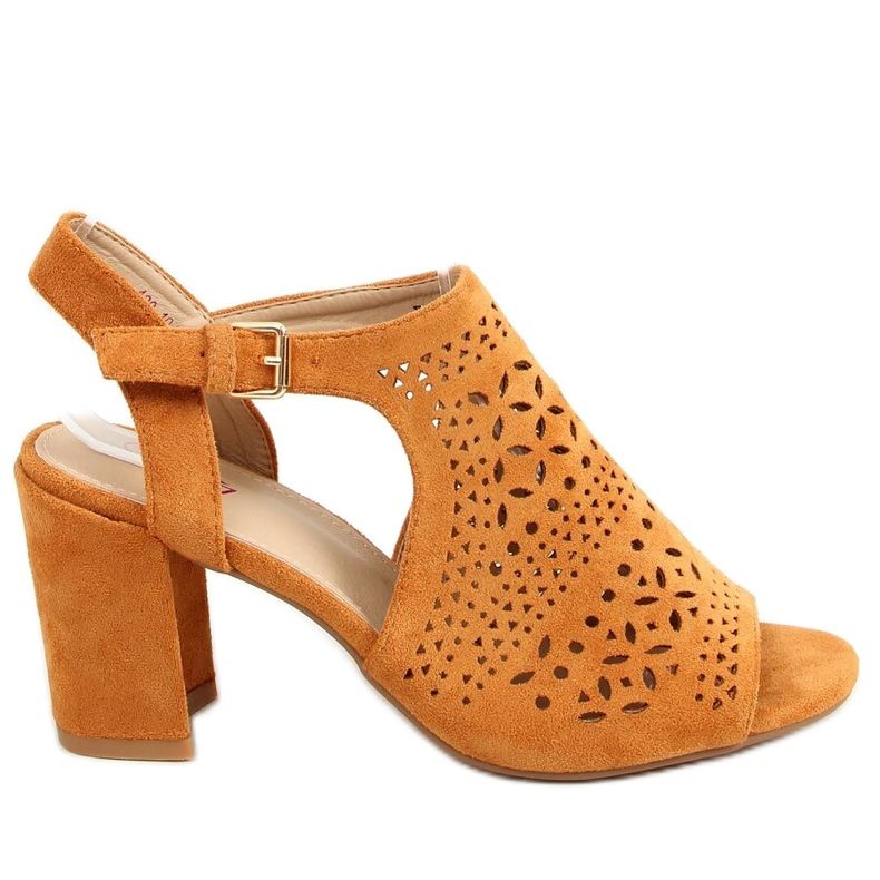 Sandale ažur visoke potpetice deva 429-10 Camel smeđa