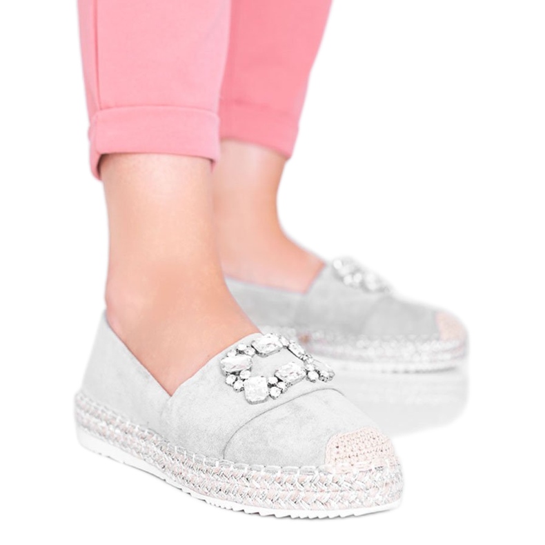 Sive espadrile ukrašene kamenjem Kuban Vibe siva