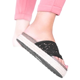 Crne papuče Glam Shape od čipke crna